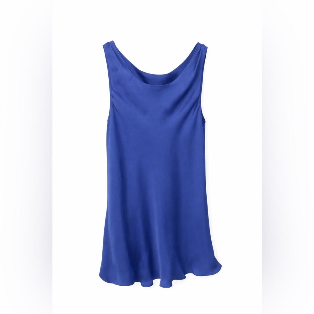 Giorgio Armani Main Line Runway Blue 100% Mulberry Silk Sleeveless Blouse, Sz 6